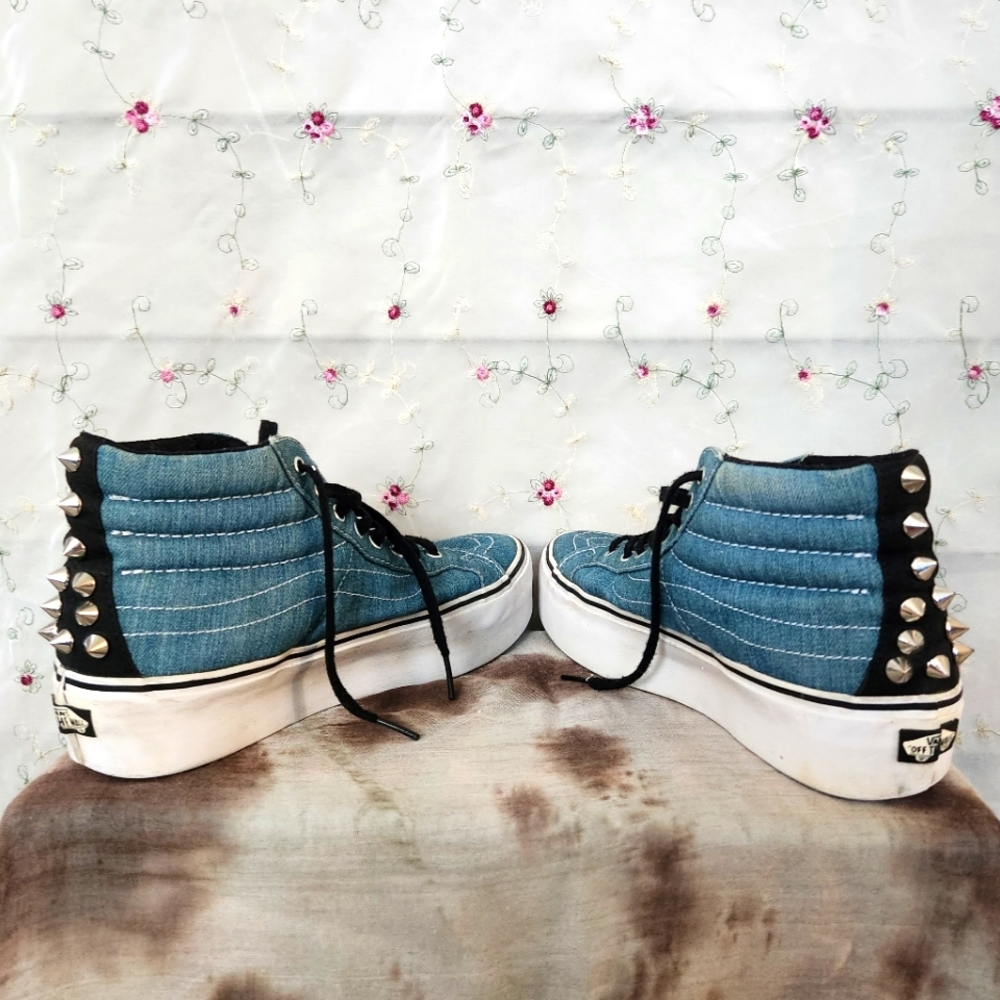 Vans Sk8-hi Denim Studded Platforms - Picture 2 of 9